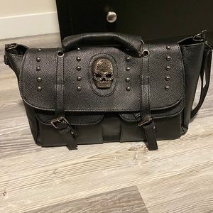 Black Skull Studded Women's Bag